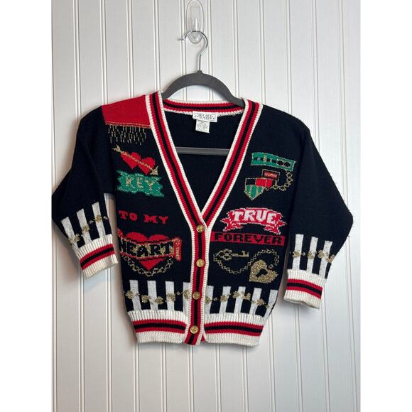 Vintage Kids Key to My Heart Cardigan - Picture 1 of 2